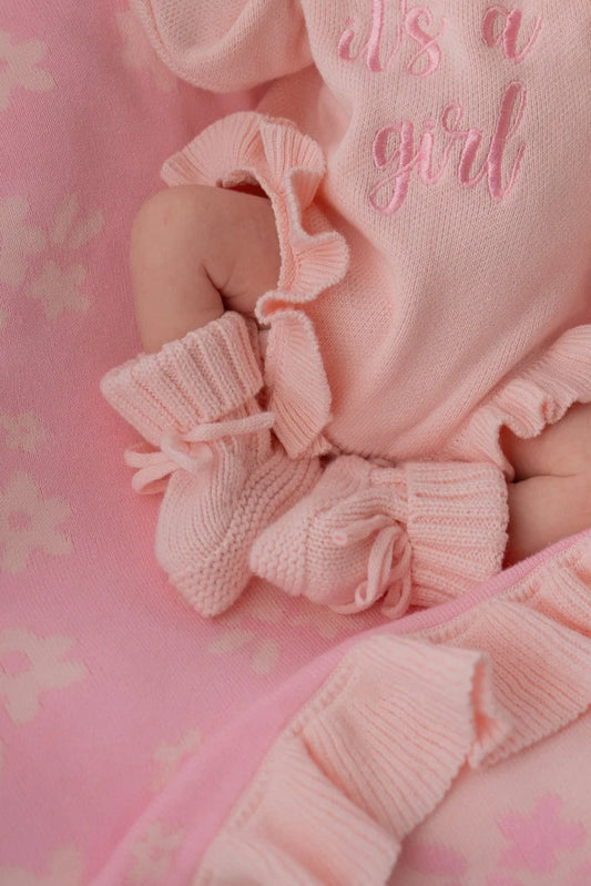 Little & Fern Knitted Booties Baby Pink