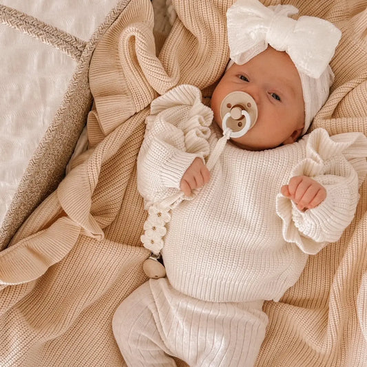 Petite + Co Floral Oversized Bow Headband White