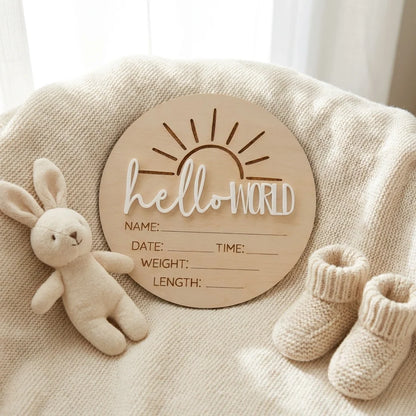 Timber Tinkers ‘Hello World’ Sun Birth Announcement Disc