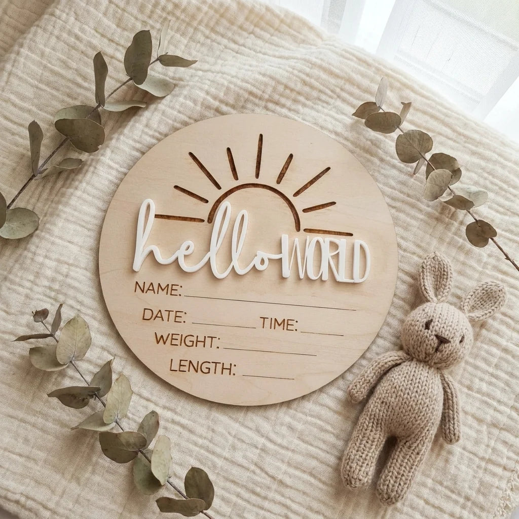 Timber Tinkers ‘Hello World’ Sun Birth Announcement Disc