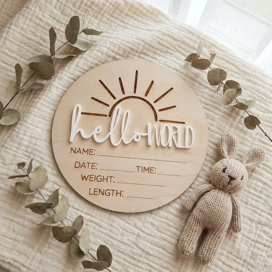 Timber Tinkers ‘Hello World’ Sun Birth Announcement Disc