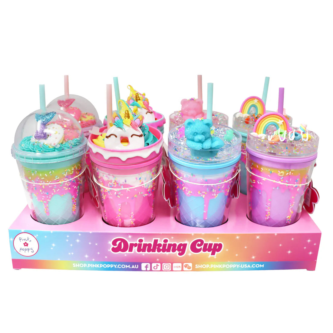Pink Poppy Mermaid Drinking Cup Blue