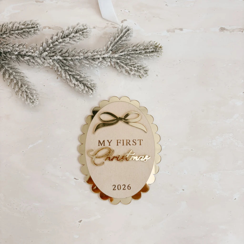 Blossom & Pear ‘My First Christmas 2026’ Acrylic Scallop Plaque PRE-ORDER