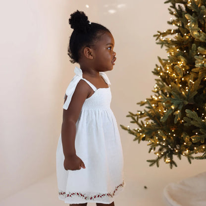 Blossom & Pear Holly Embroidered Dress White PRE-ORDER