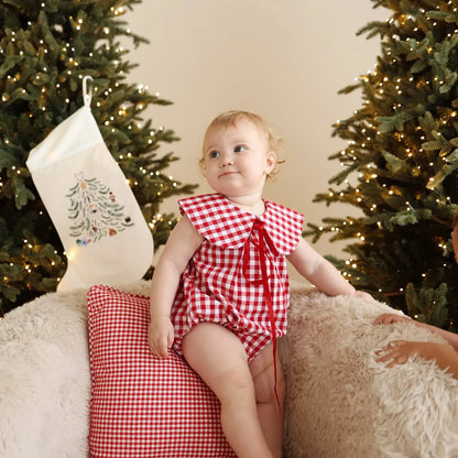 Blossom & Pear Red Gingham Collared Romper PRE-ORDER
