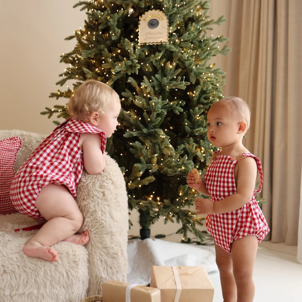 Blossom & Pear Red Gingham Cross Back Romper PRE-ORDER