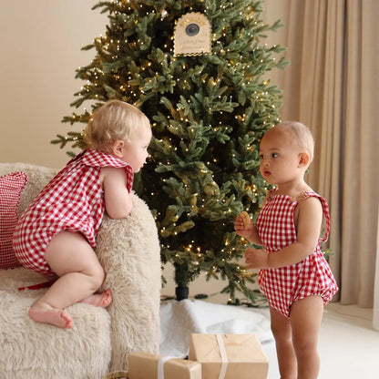 Blossom & Pear Red Gingham Cross Back Romper PRE-ORDER