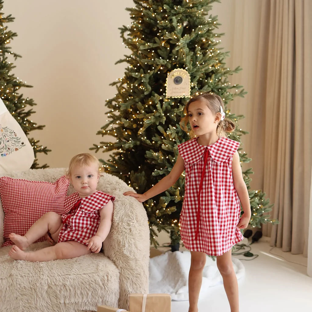 Blossom & Pear Red Gingham Collared Dress PRE-ORDER