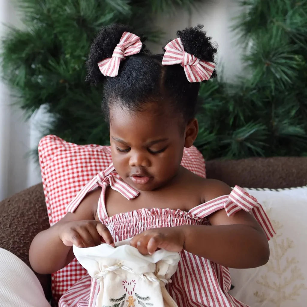 Blossom & Pear Candy Stripe Bow Clips Red PRE-ORDER