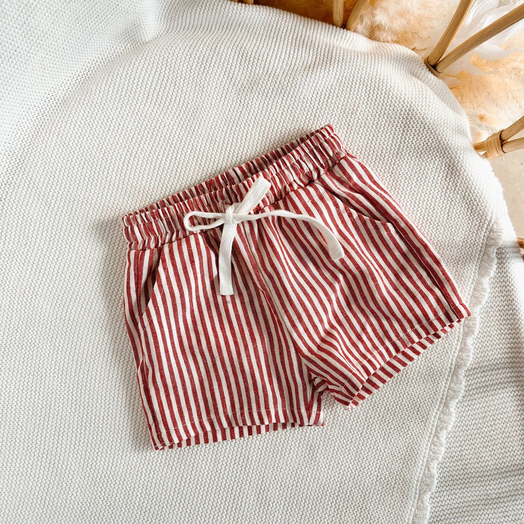 Blossom & Pear Candy Stripe Shorts Red PRE-ORDER