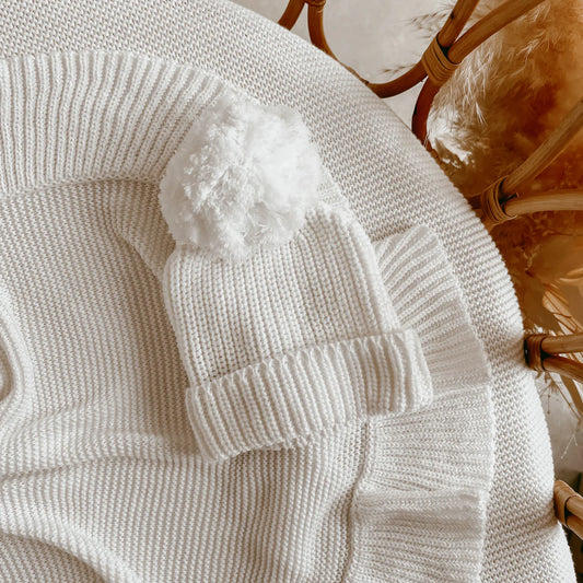 Blossom & Pear Mini Knit Beanie Milk