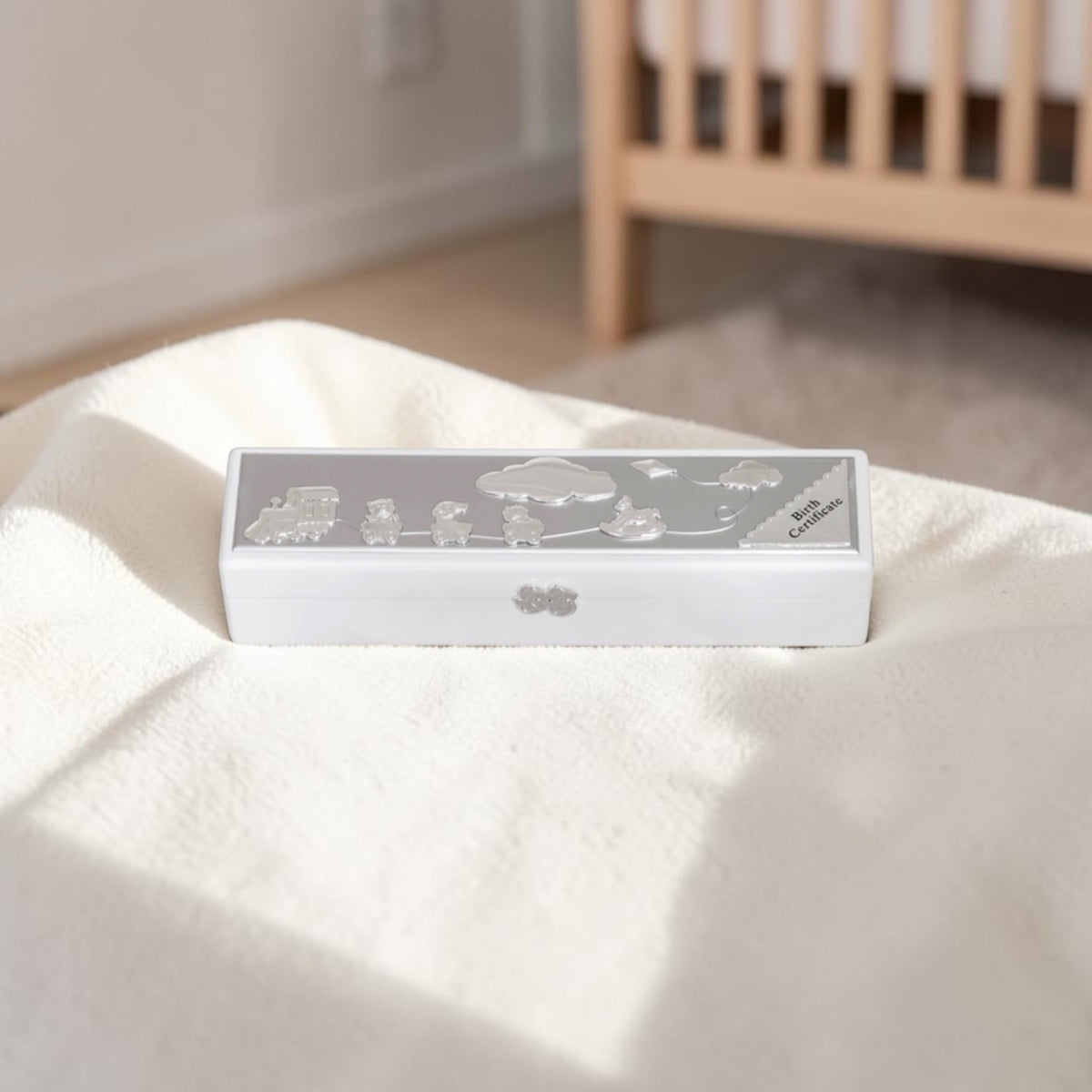 Russell Collection Silverplate Birth Certificate Box White