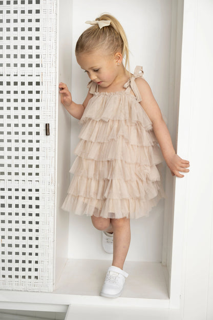 Cracked Soda Talia Layered Tulle dress Pebble
