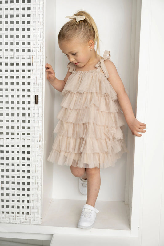 Cracked Soda Talia Layered Tulle dress Pebble