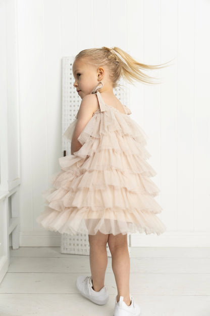 Cracked Soda Talia Layered Tulle dress Pebble