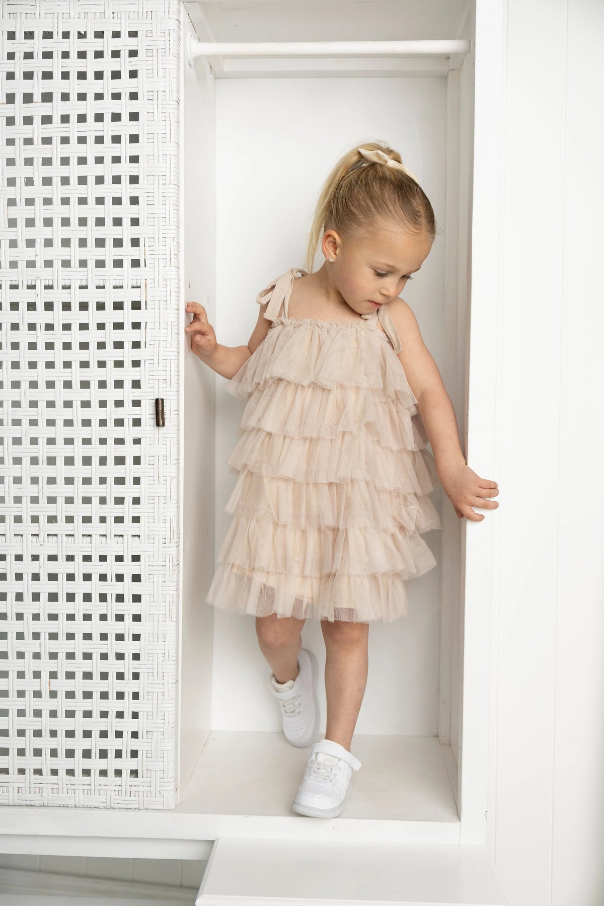 Cracked Soda Talia Layered Tulle dress Pebble