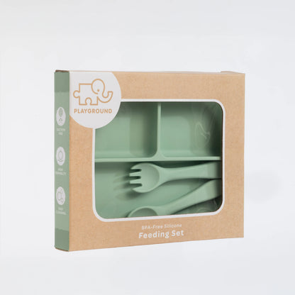 Living Textiles Silicone Feeding Set Sage
