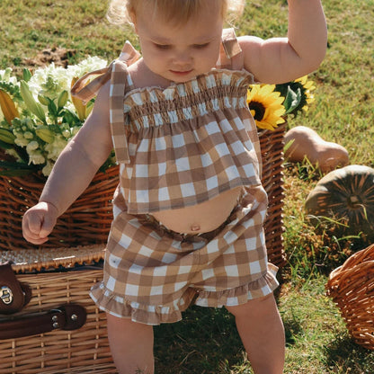 Blossom & Pear Toffee Gingham Two Piece Set