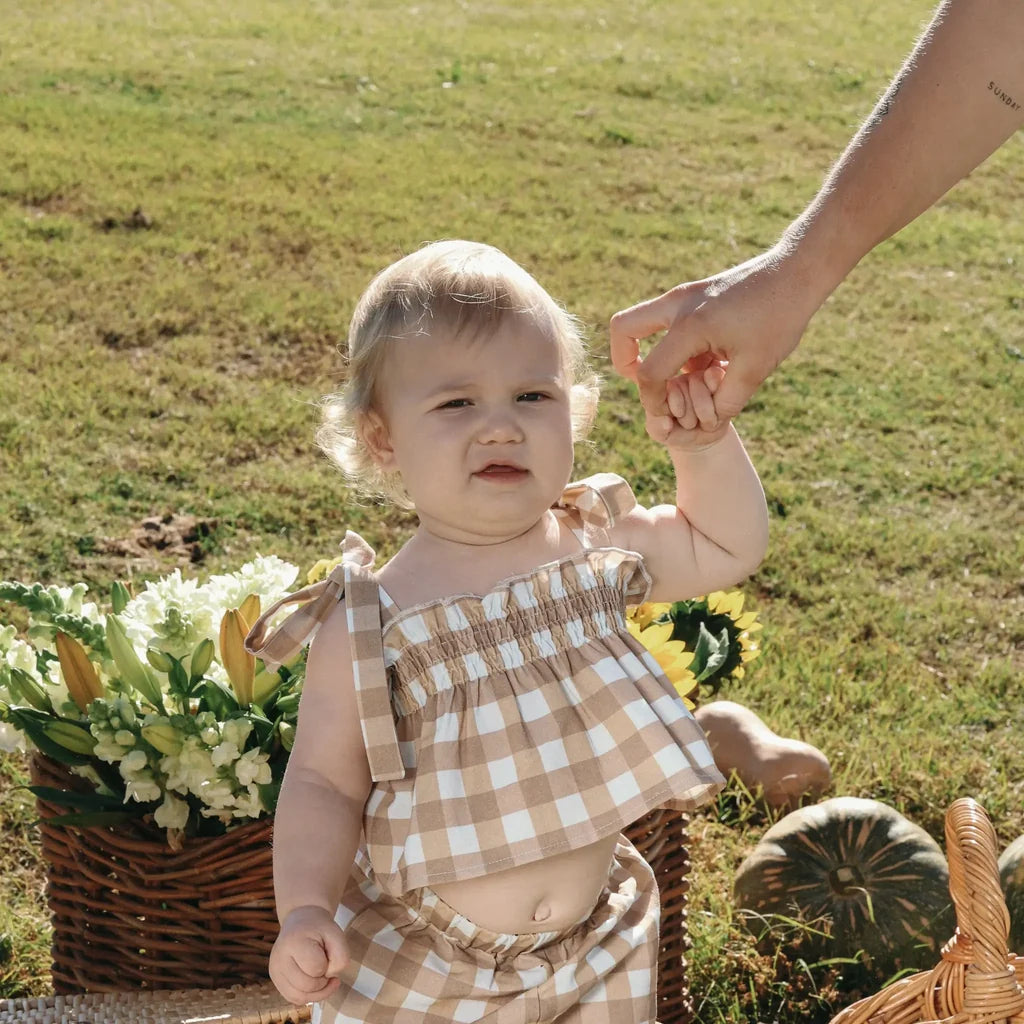 Blossom & Pear Toffee Gingham Two Piece Set