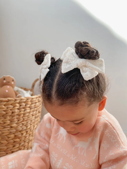 Blossom & Pear White Broderie Hair Clips