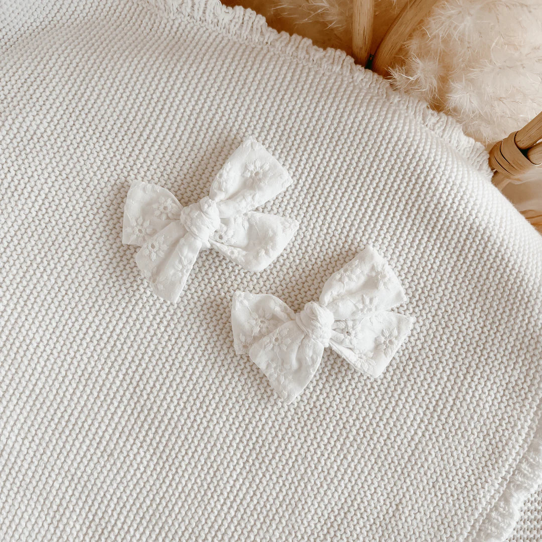 Blossom & Pear White Broderie Hair Clips