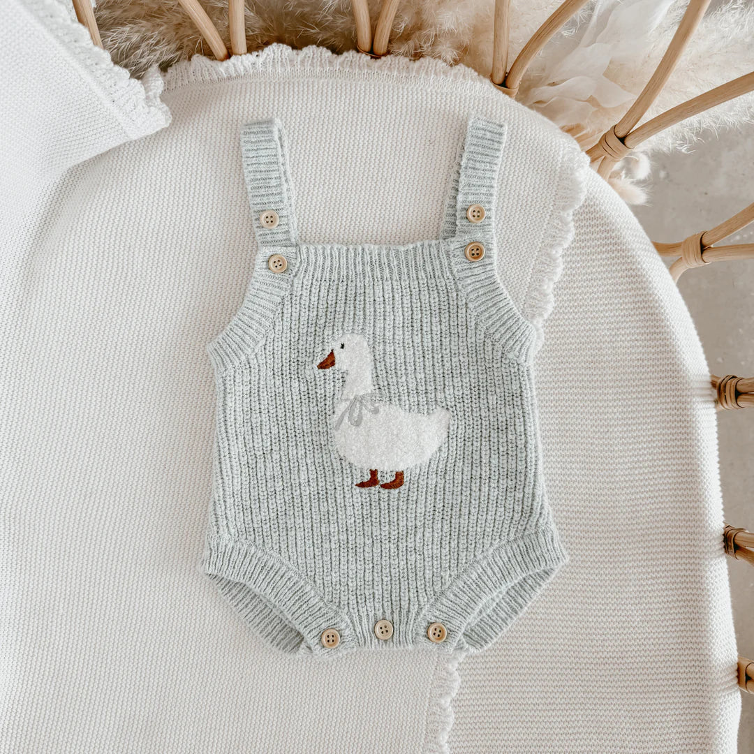 Blossom & Pear Goose Singlet Knit Romper Periwinkle Blue