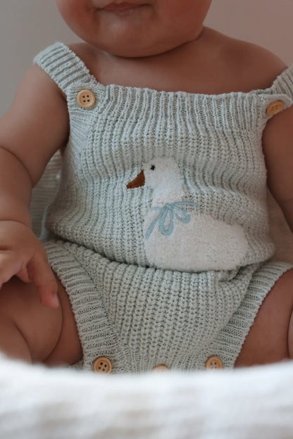 Blossom & Pear Goose Singlet Knit Romper Periwinkle Blue