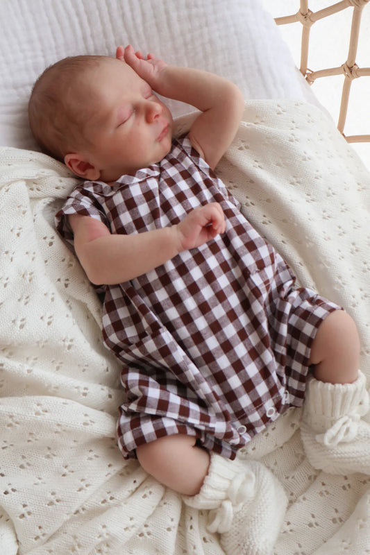 Blossom & Pear Cocoa Gingham Playsuit