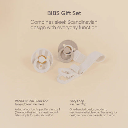 BIBS Dummy & Loop Clip Gift Set Ivory