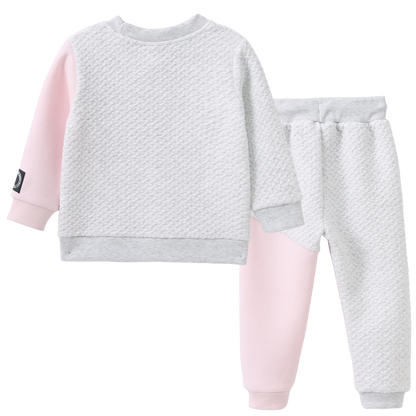 Cracked Soda Alaska Textured Crew Set Grey & Pink