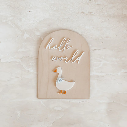 Blossom & Pear 'Hello World' Goose Plaque