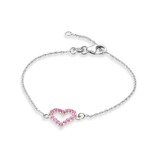 Tiny Treasures Sterling Silver Children’s Bracelet with CZ Heart Pink