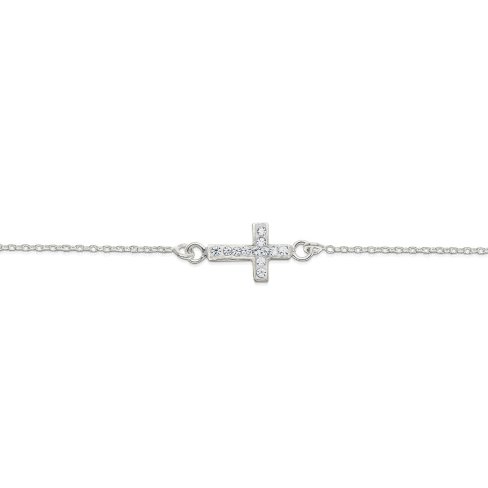 Tiny Treasures Sterling Silver Children’s Bracelet with CZ Cross Silver