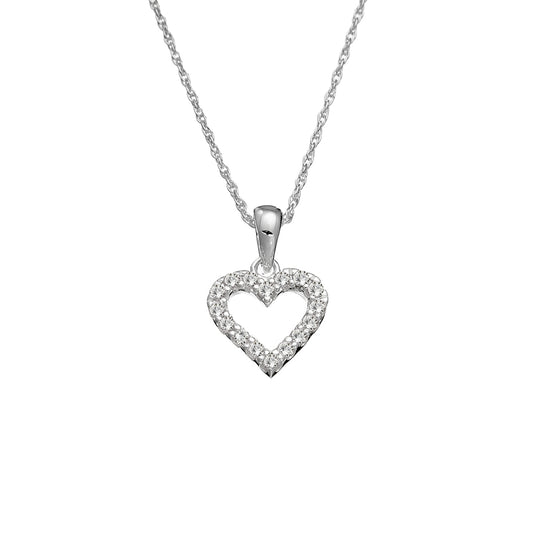 Tiny Treasures Sterling Silver Children’s Necklace with CZ Heart Pendant White