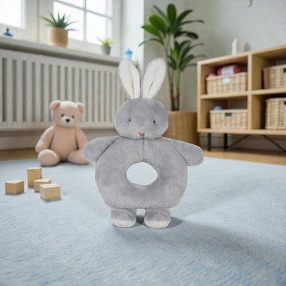 Bunnies By The Bay Grady Bunny Ring Rattle Grey