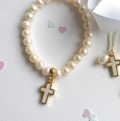 Lauren Hinkley Charm Bracelet | Freshwater Pearl Cross
