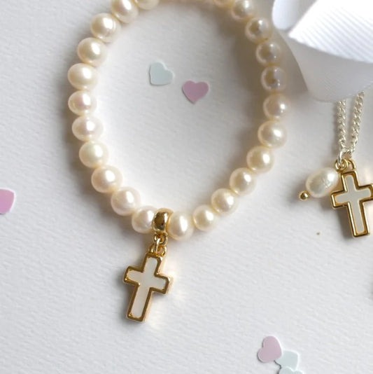 Lauren Hinkley Charm Bracelet | Freshwater Pearl Cross