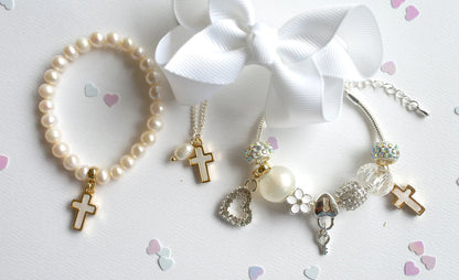 Lauren Hinkley Charm Bracelet | Freshwater Pearl Cross