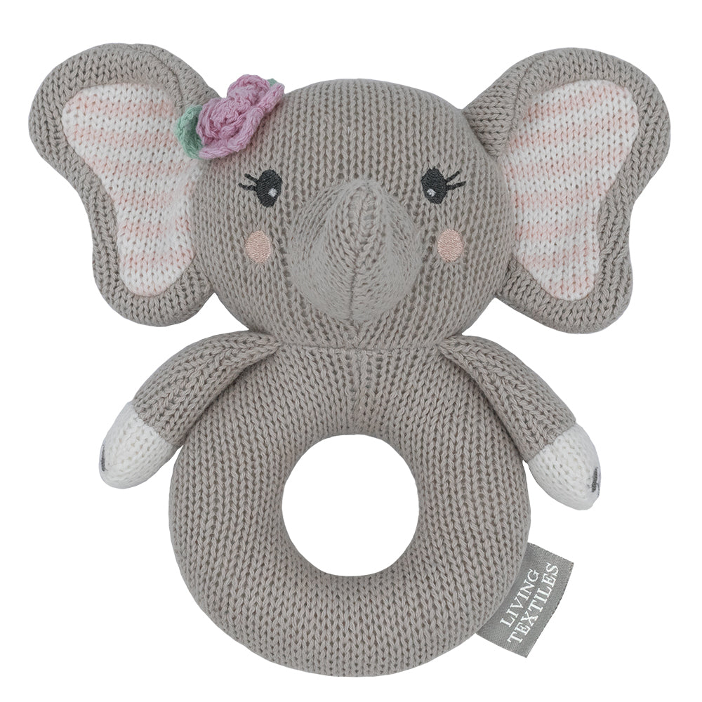 Living Textiles Ella the Elephant Knitted Rattle