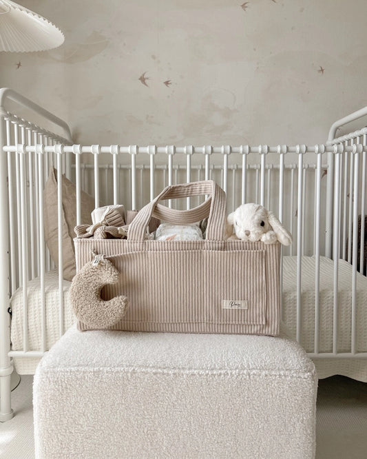 Petite + Co Nappy Caddy Organiser Cord Taupe