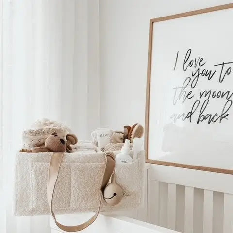 Petite + Co Nappy Caddy Organiser Teddy Beige Handles