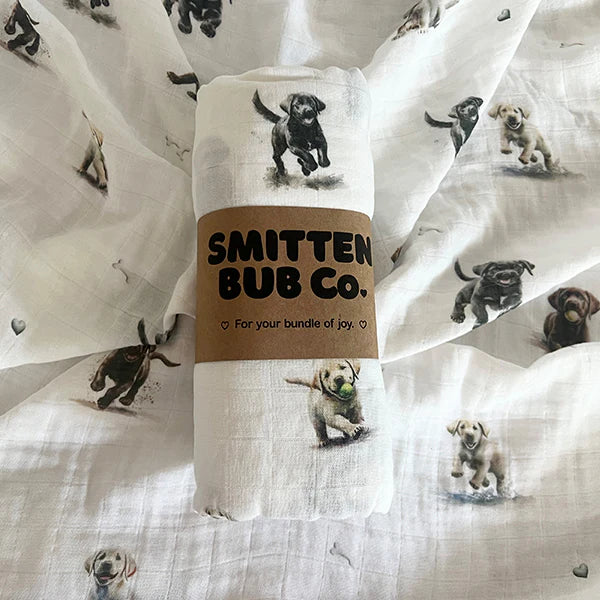 Smitten Bub Co. Labrador Bamboo Cotton Muslin Wrap