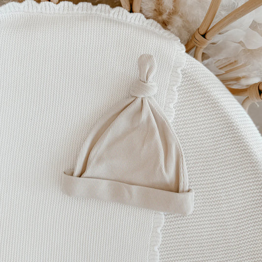 Blossom & Pear Knotted Cotton Beanie Vanilla Bean