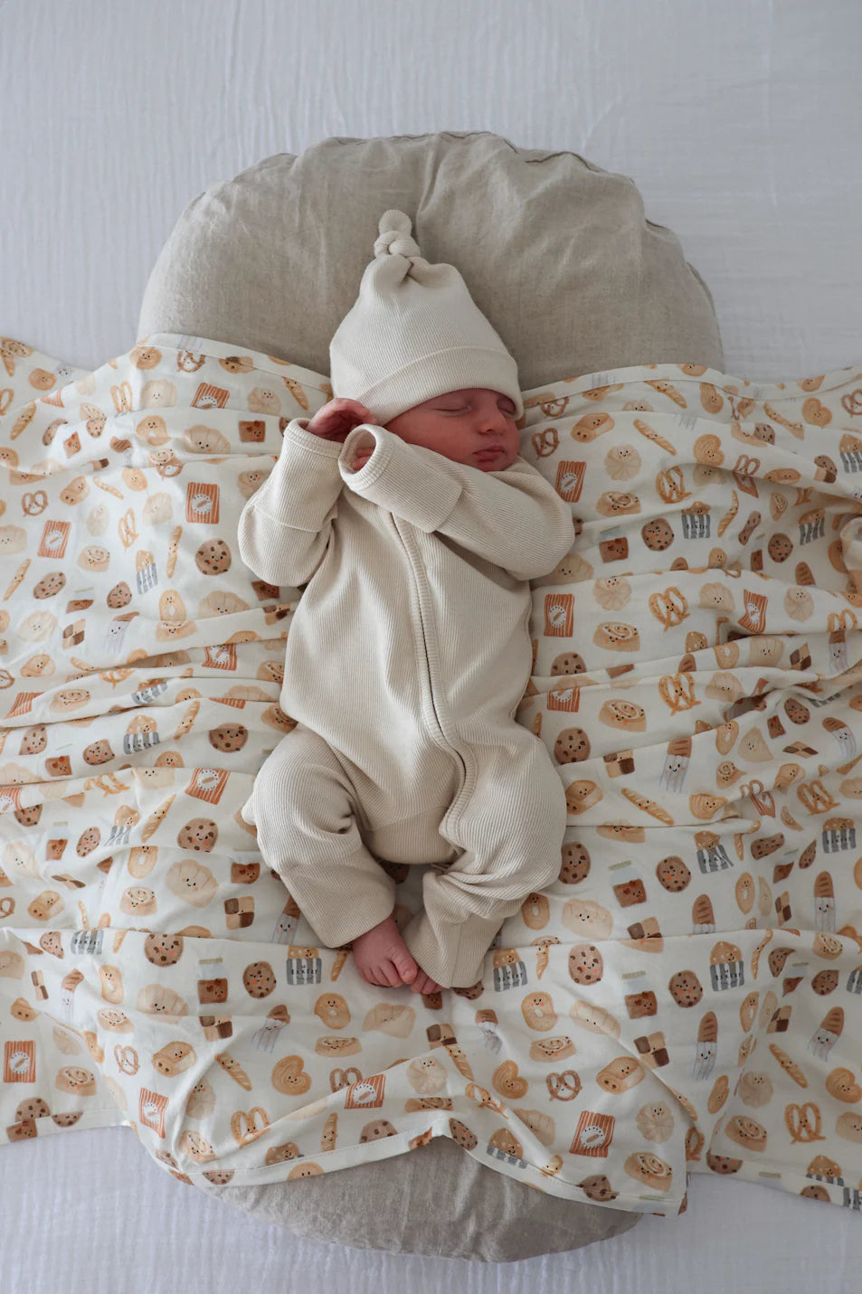 Blossom & Pear Knotted Cotton Beanie Vanilla Bean