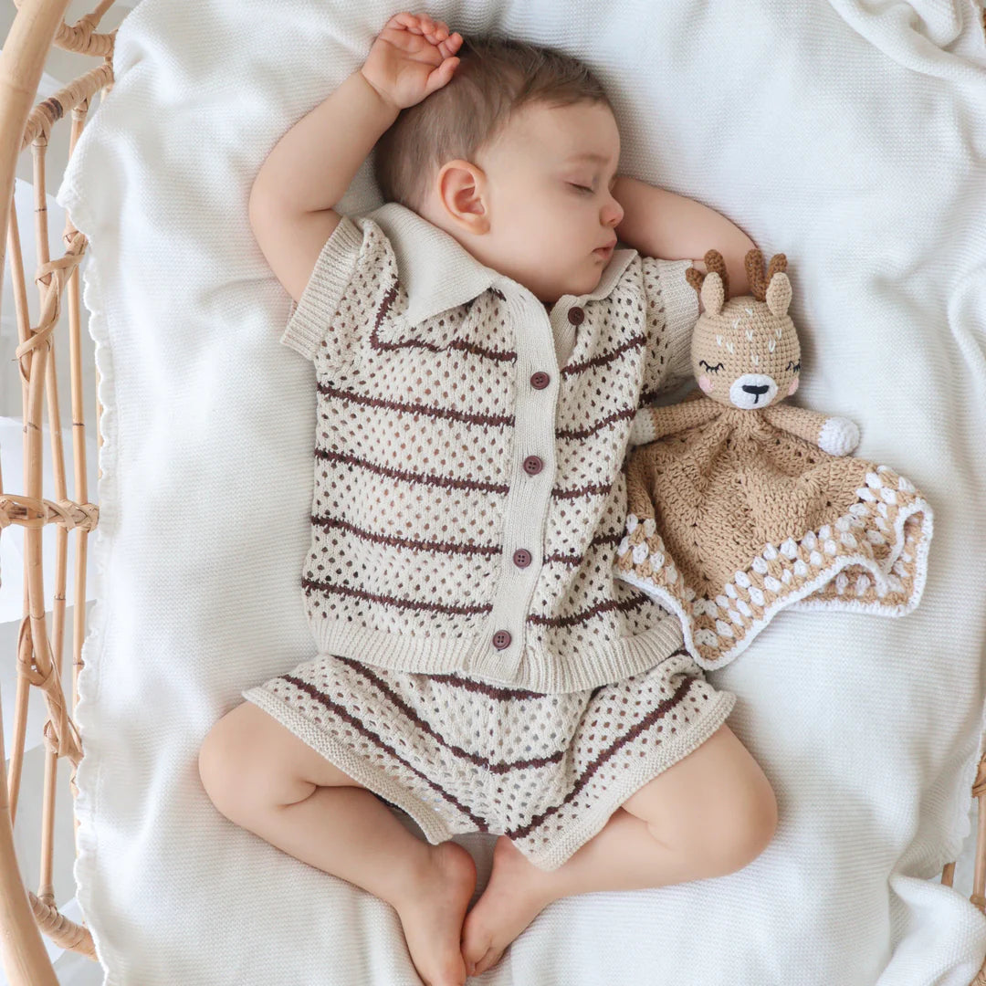 Blossom & Pear Espresso Stripe Button Down Set