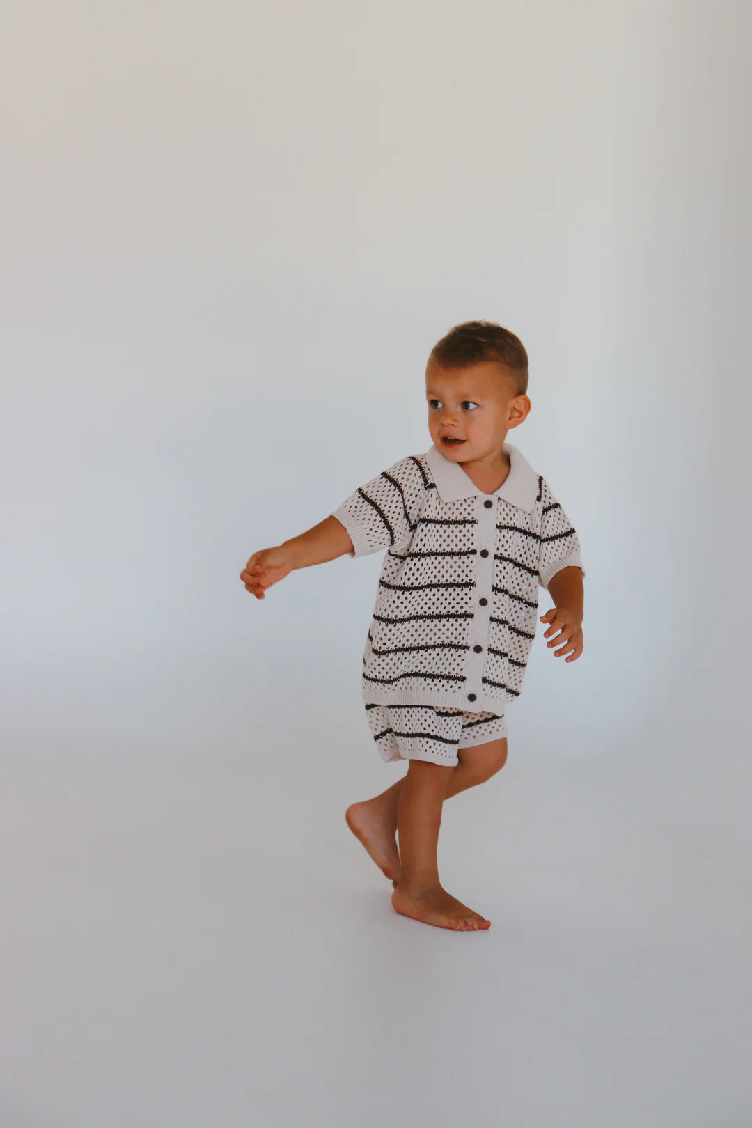 Blossom & Pear Espresso Stripe Button Down Set