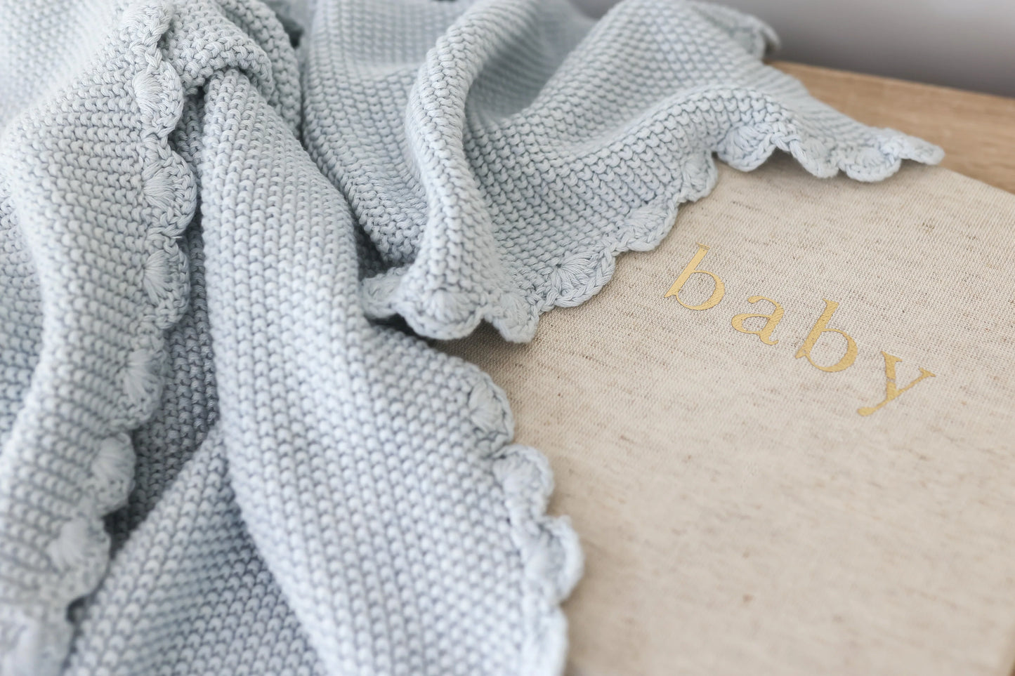 Alimrose Mini Moss Stitch Baby Blanket Powder Blue