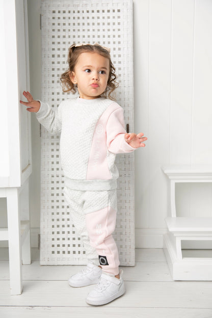 Cracked Soda Alaska Textured Crew Set Grey & Pink