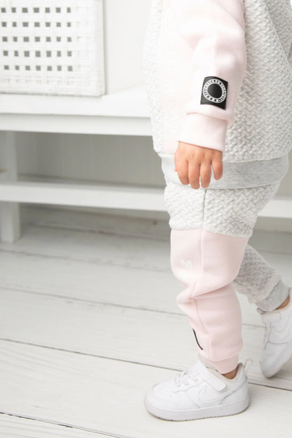Cracked Soda Alaska Textured Crew Set Grey & Pink