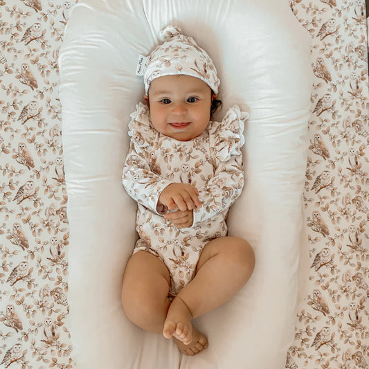 Aster & Oak Barn Owl Flutter Onesie